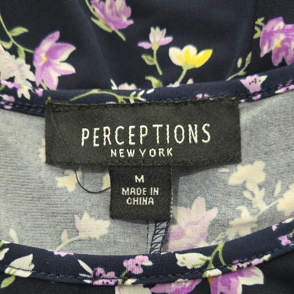 Perceptions Black Dress with Lavender and White Floral Print - Picture 3 of 8